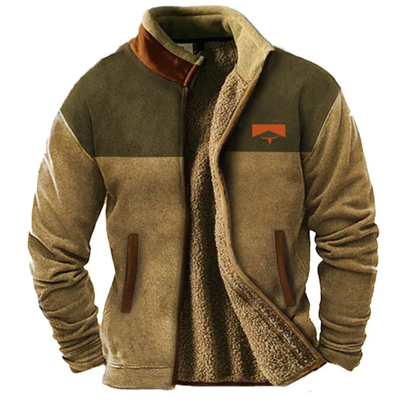 Emberic | Men’s Vintage Winter Jacket with Fleece Lining & Standing Collar