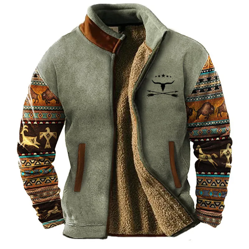 Emberic | Men’s Vintage Winter Jacket with Fleece Lining & Standing Collar