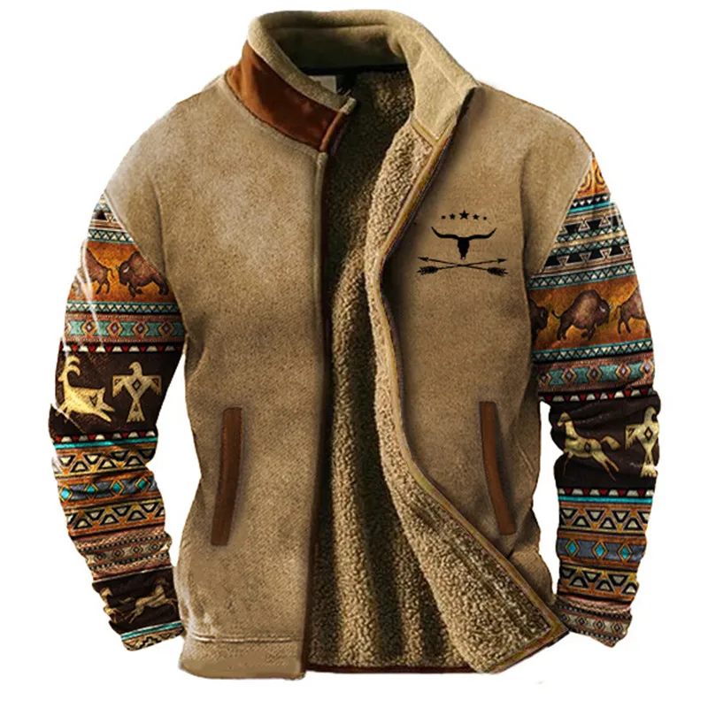 Emberic | Men’s Vintage Winter Jacket with Fleece Lining & Standing Collar