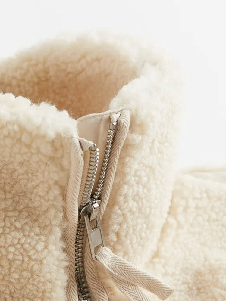 Ada | Women’s Oversized Plush Teddy Jacket with Full Zip and Stand Collar