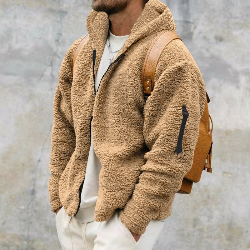 Melvin | Men’s Fleece Teddy Jacket with Hood and Full Zip