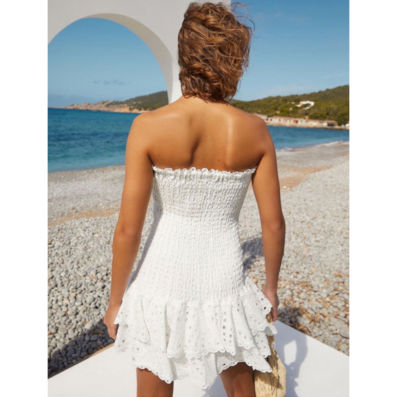 Clementine | Women's Strapless Two-Tone Layered Ruffle Summer Mini Dress