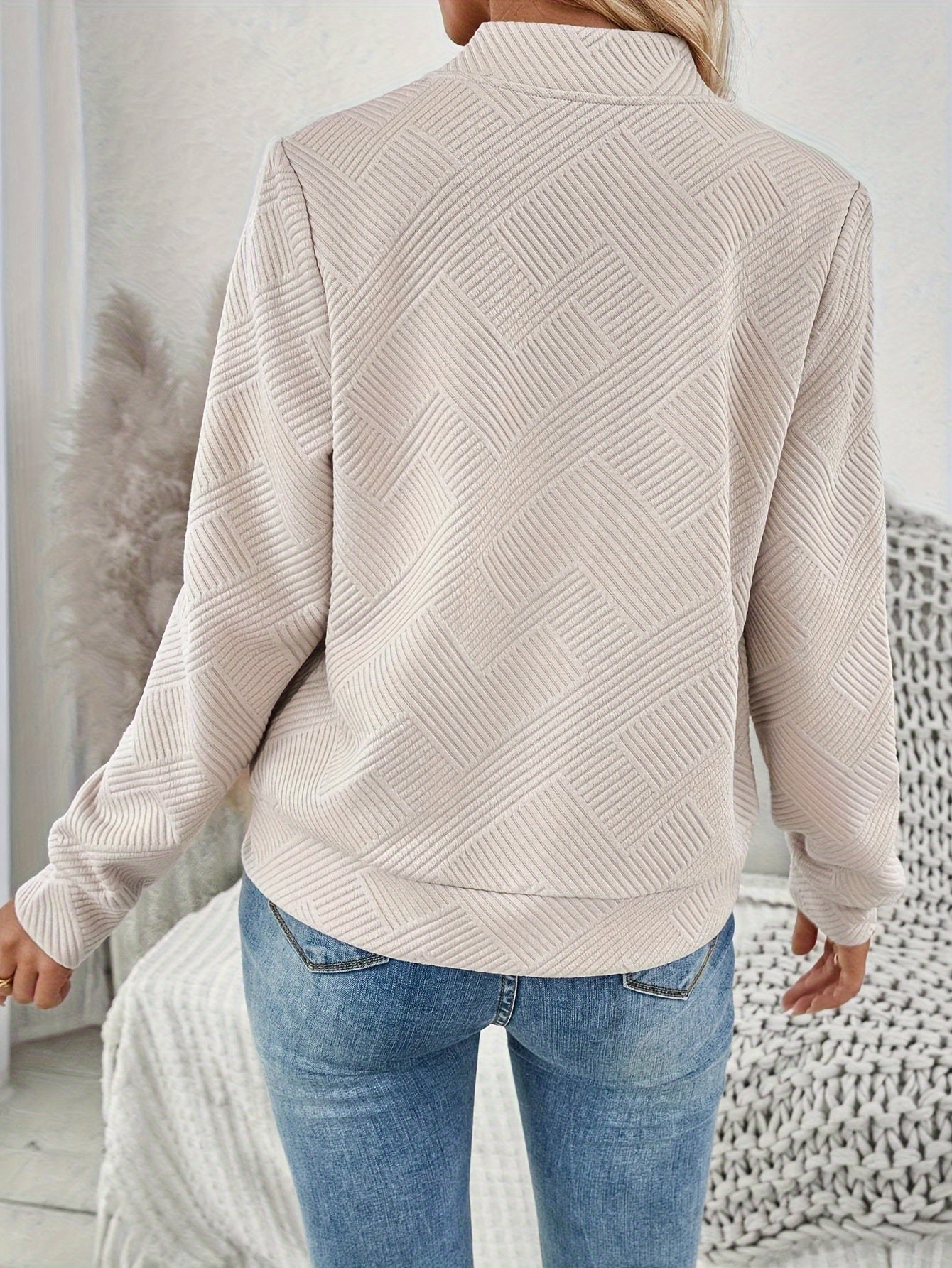 Cara | Women’s Autumn Zipped Textured Jacket in Solid Colour