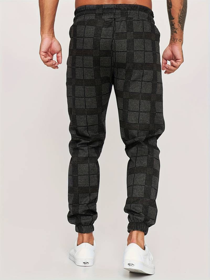 Charles | Men’s Jogging Trousers with Check Pattern & Drawstring Waist