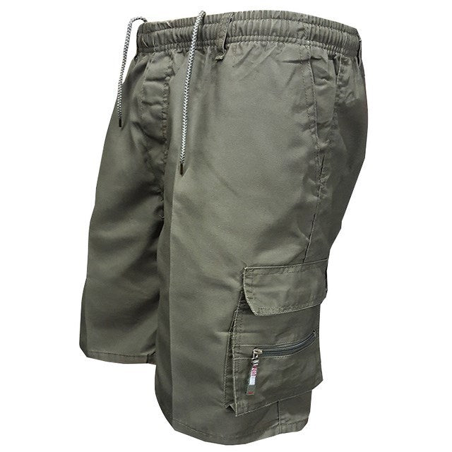 Clive | Men’s Solid Colour Cargo Shorts with Zip Pockets and Drawstring Waist