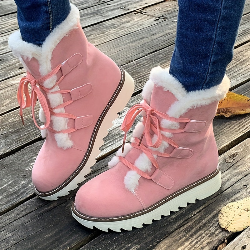 Pearl | Women’s Winter Lace-Up Platform Boots with Warm Lining
