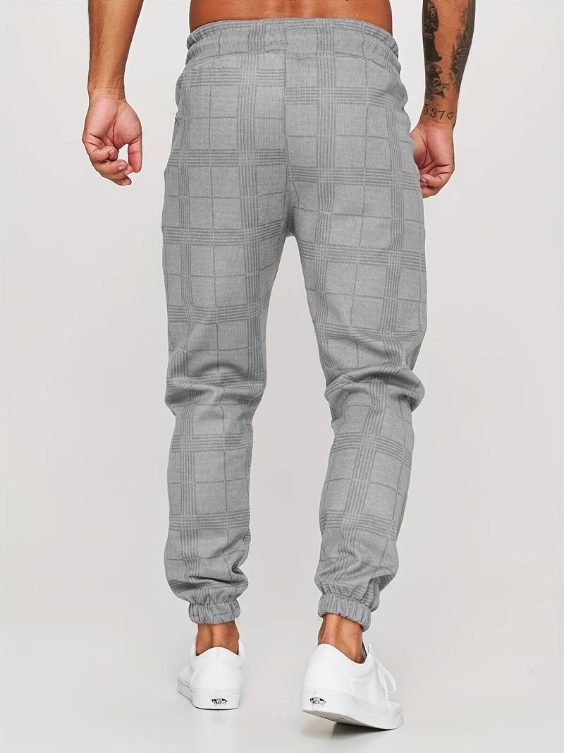 Charles | Men’s Jogging Trousers with Check Pattern & Drawstring Waist