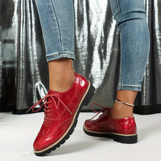 Jean | Women’s Stylish Glossy Lace-Up Shoes for Formal & Casual Wear