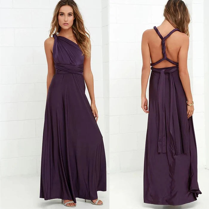 Belinda | Women's Solid Colour Wrap Maxi Dress with Customisable Style