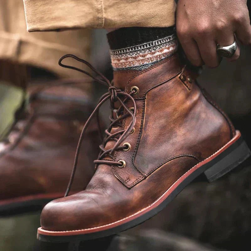 Buckminster | Men’s Vintage Lace-Up Ankle Boots with Rugged Design