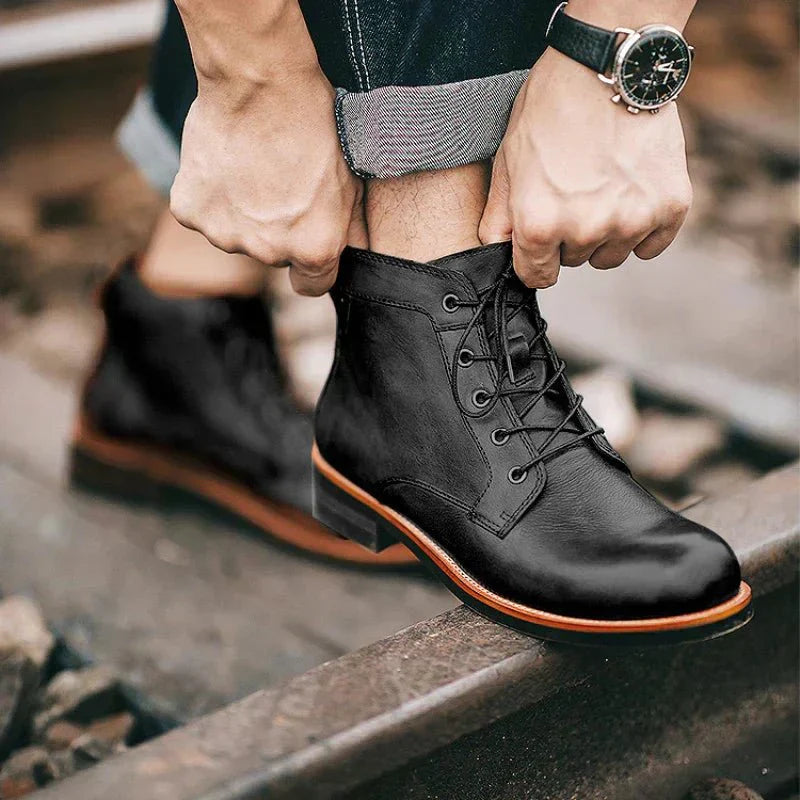 Buckminster | Men’s Vintage Lace-Up Ankle Boots with Rugged Design