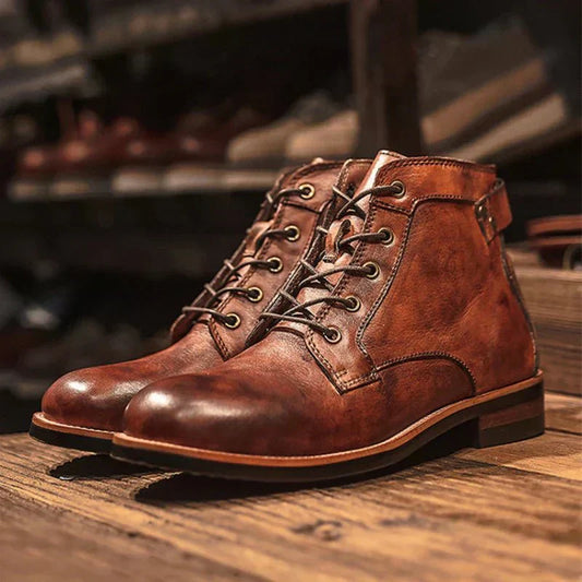 Buckminster | Men’s Vintage Lace-Up Ankle Boots with Rugged Design