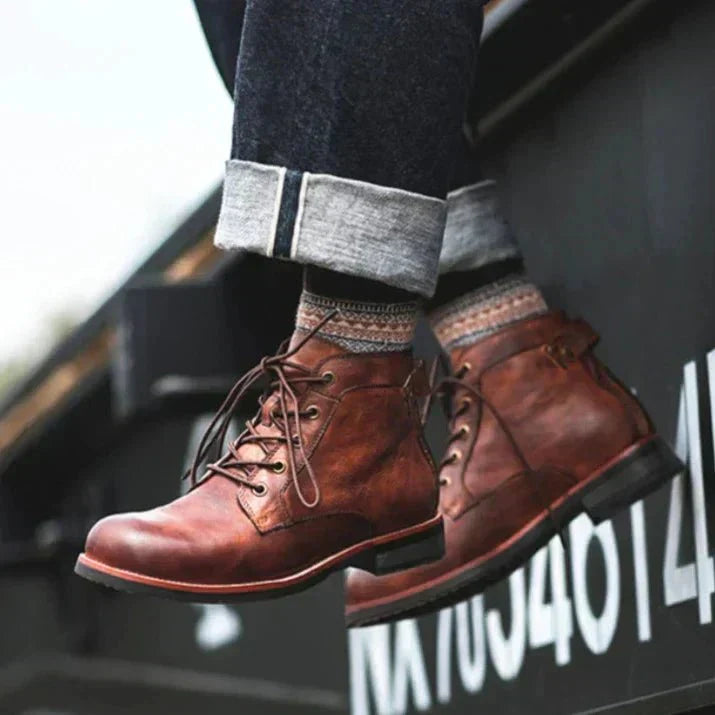 Buckminster | Men’s Vintage Lace-Up Ankle Boots with Rugged Design