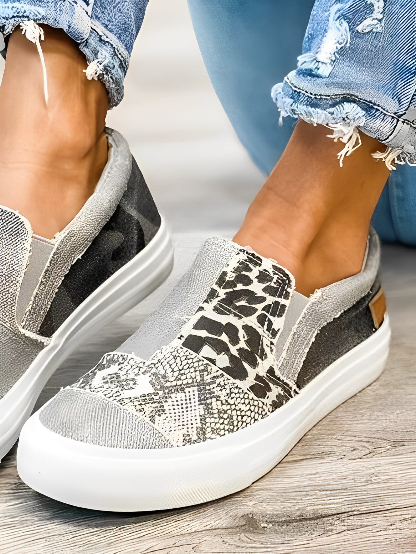 Orinthia | Women’s Animal Print Slip-On Loafers – Lightweight Casual Sneakers