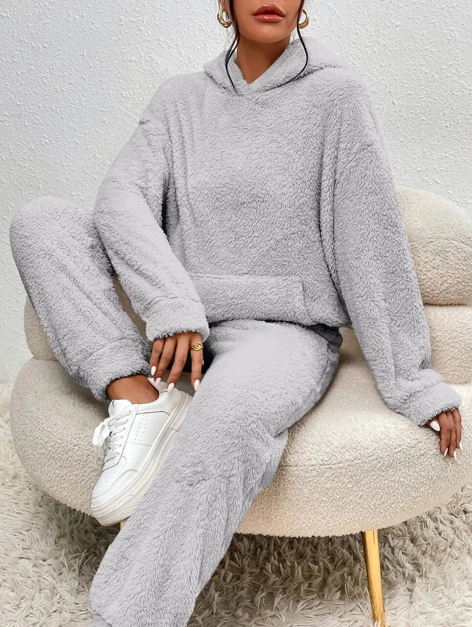 Suzanne | Women’s Teddy Lounge Set, Two-Piece Hoodie & Jogging Bottoms Cosy Warm Suit