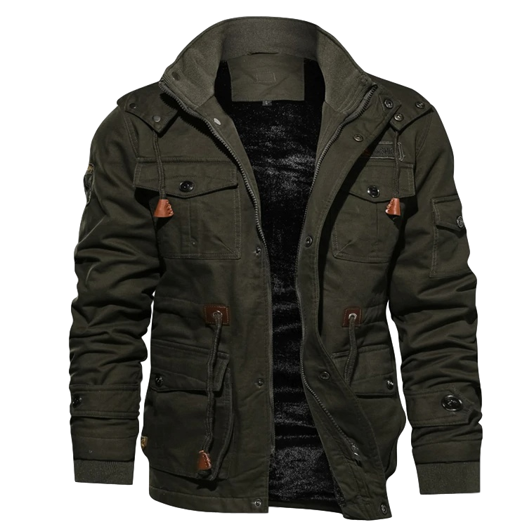 Julian | Men’s Zipped Hooded Tactical Winter Jacket with Fleece Lining