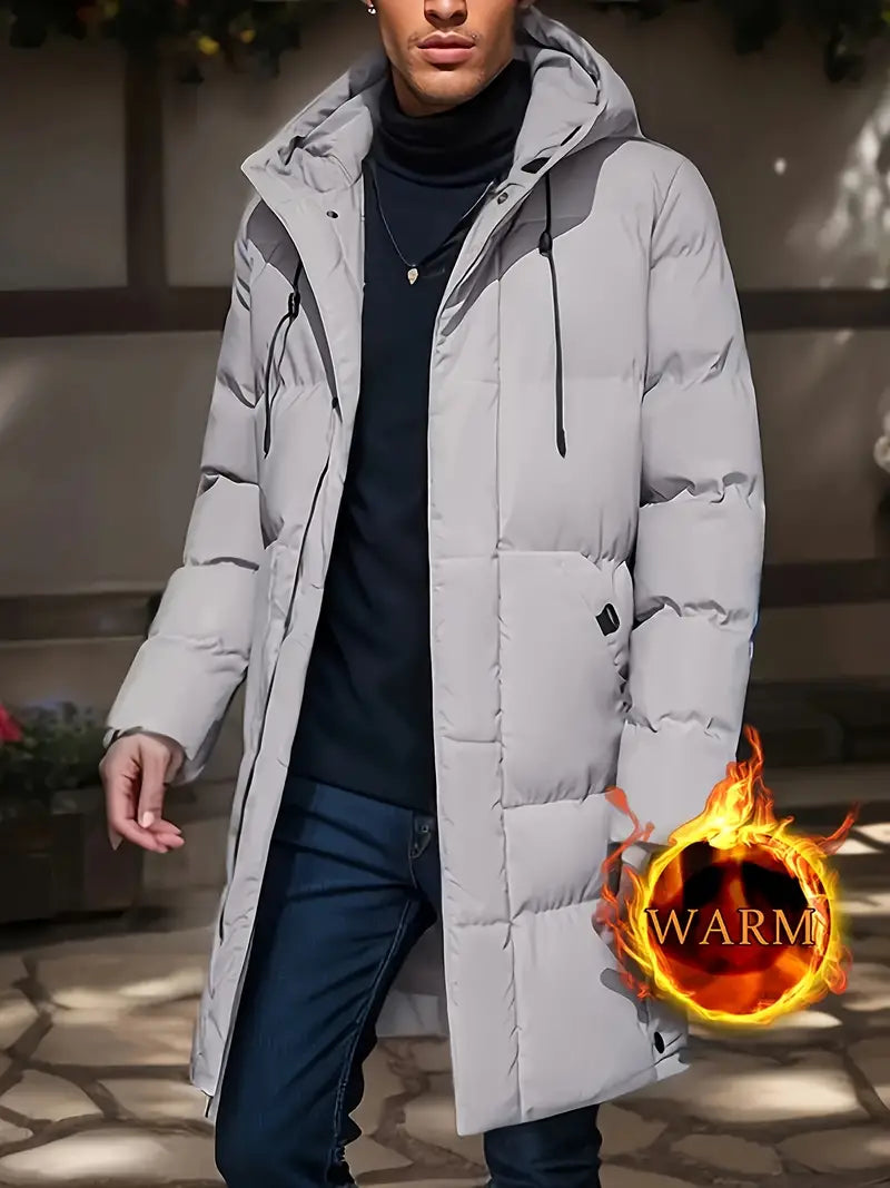 Emmerich | Men's Padded Long Winter Coat with Hood – Comfortable, Warm, and Stylish Outerwear for Cold Weather