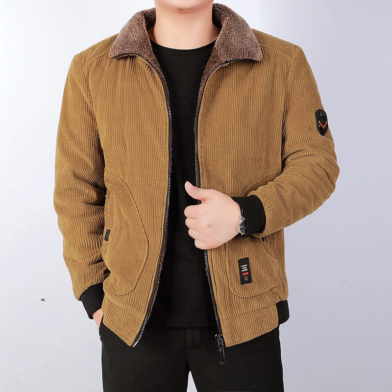 Ander | Men’s Corduroy Bomber Jacket with Sherpa Collar & Ribbed Cuffs