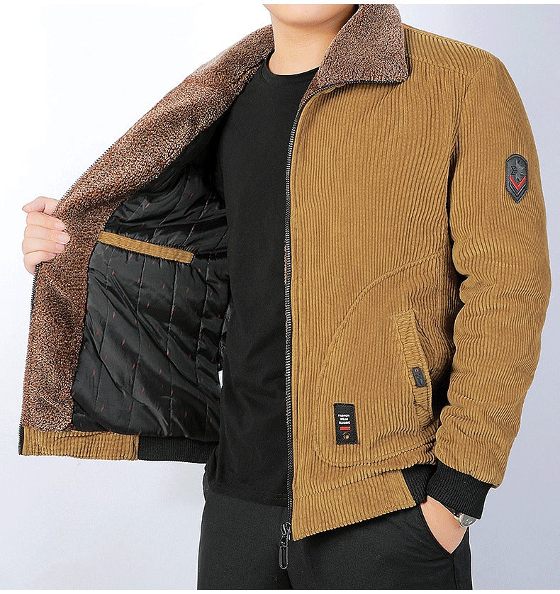 Ander | Men’s Corduroy Bomber Jacket with Sherpa Collar & Ribbed Cuffs