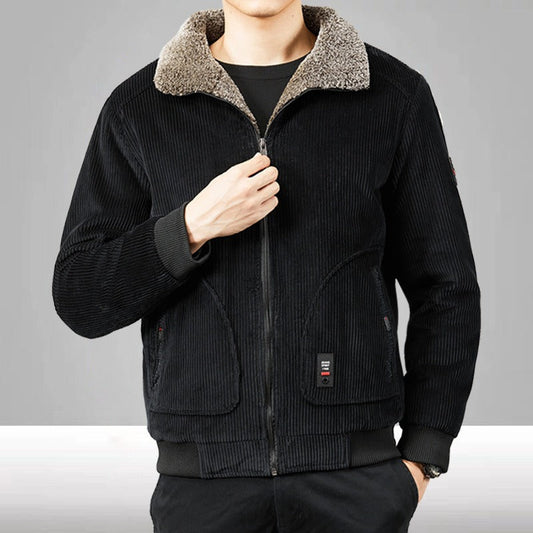 Ander | Men’s Corduroy Bomber Jacket with Sherpa Collar & Ribbed Cuffs