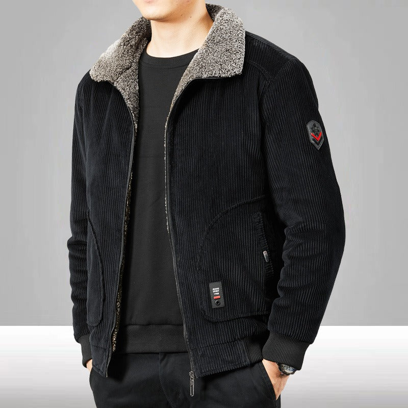 Ander | Men’s Corduroy Bomber Jacket with Sherpa Collar & Ribbed Cuffs