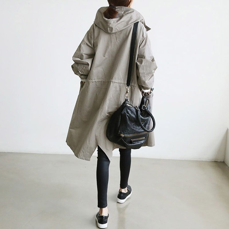 Janelle | Women's Long Waterproof Coat with Hood and Button Closure