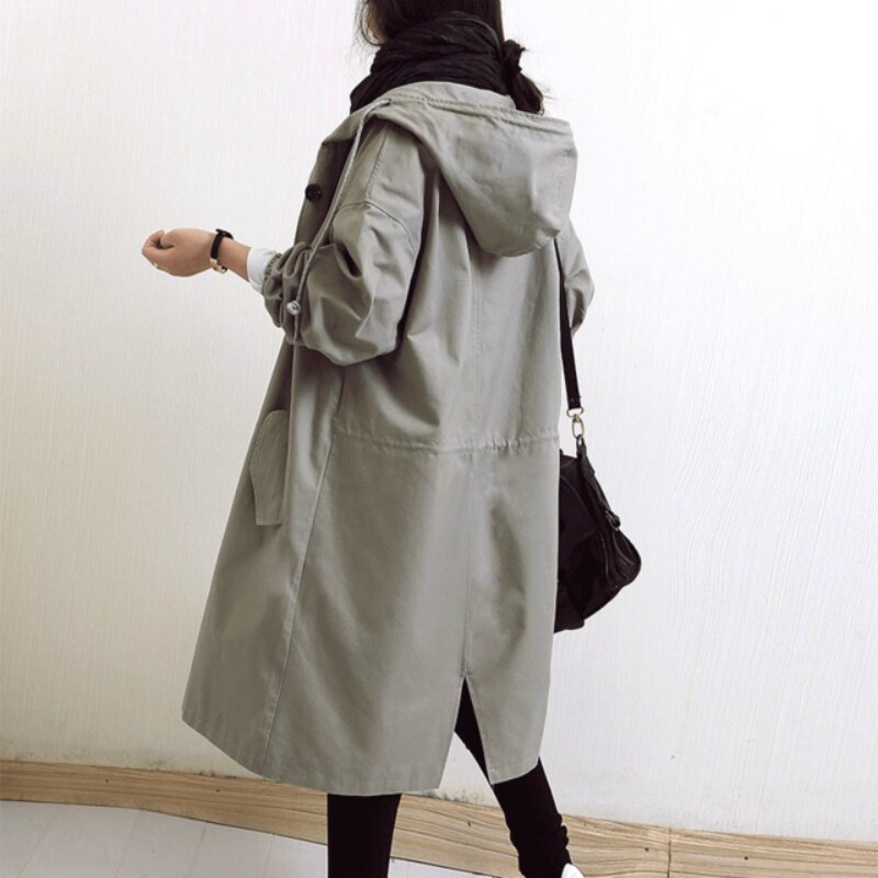 Janelle | Women's Long Waterproof Coat with Hood and Button Closure