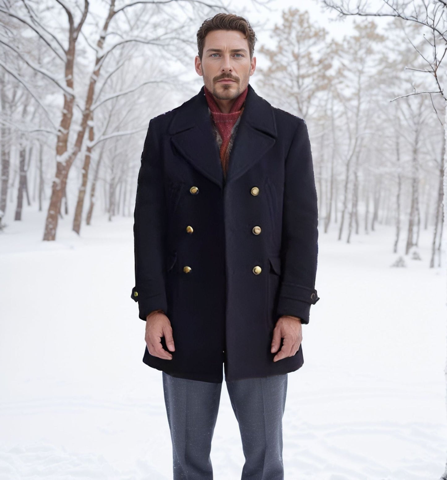 Ludvig | Men’s Fitted Double-Breasted Trench Coat with Lapel Collar