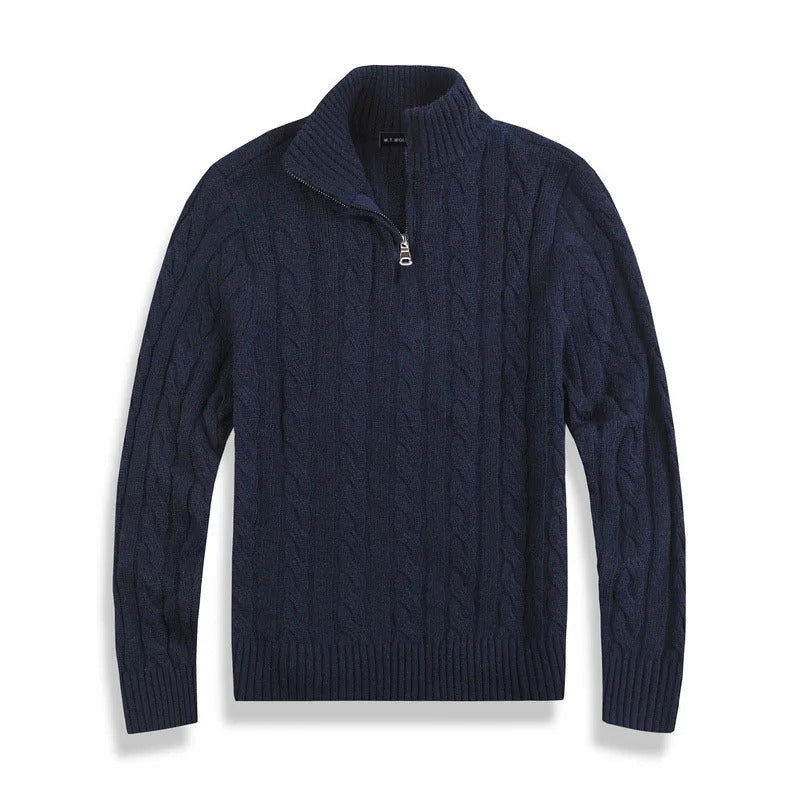 The Genève Old Money Half Zip Jumper for Men - 100% Merino Wool