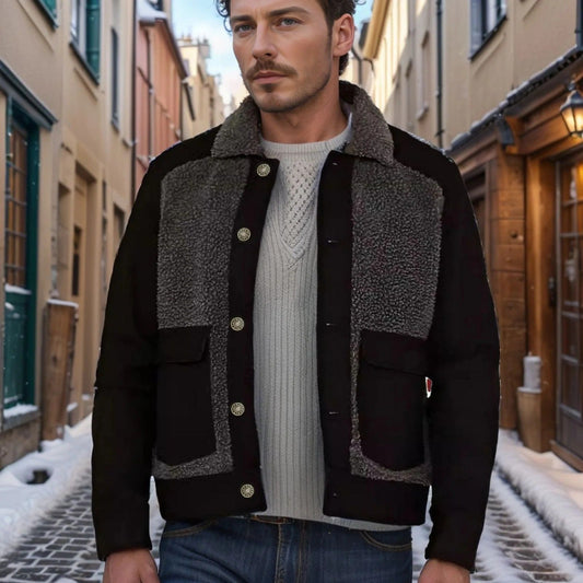 Isandro | Men’s Sherpa-Lined Patchwork Trucker Jacket