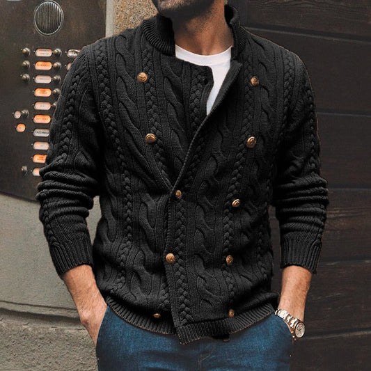 Demeric | Men’s Cable Knit Cardigan with Double-Breasted Button Closure