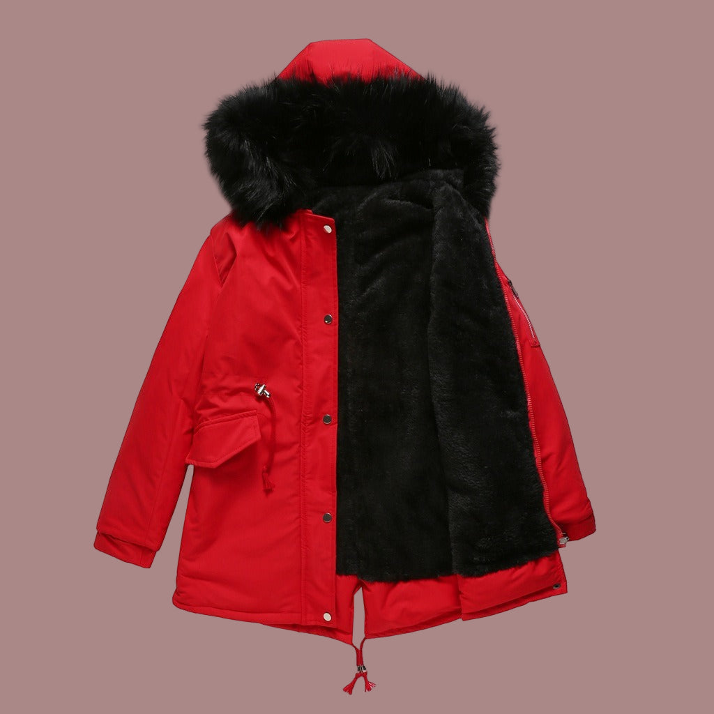 Evelyn | Women’s Water-Repellent Parka Jacket with Faux Fur Hood & Adjustable Waist