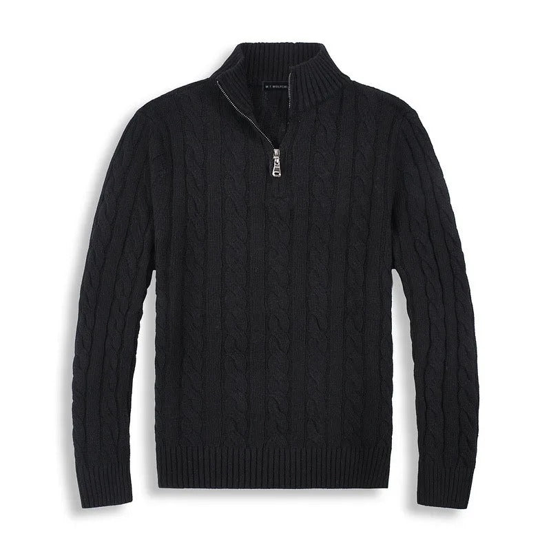The Genève Old Money Half Zip Jumper for Men - 100% Merino Wool