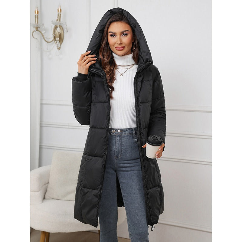 Daisy | Women's Slim-Fit Padded Coat – Hooded Mid-Length with Full Zip