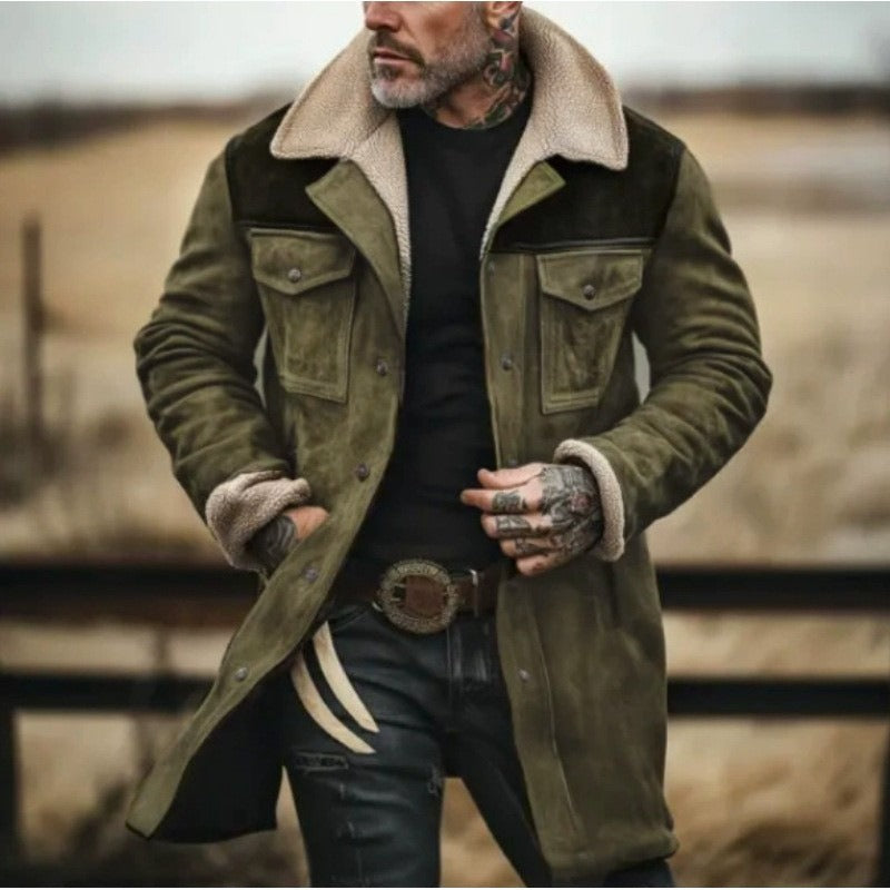 Leopold | Men’s Relaxed Fit Wool-Look Overcoat with Plush Collar and Cuffs