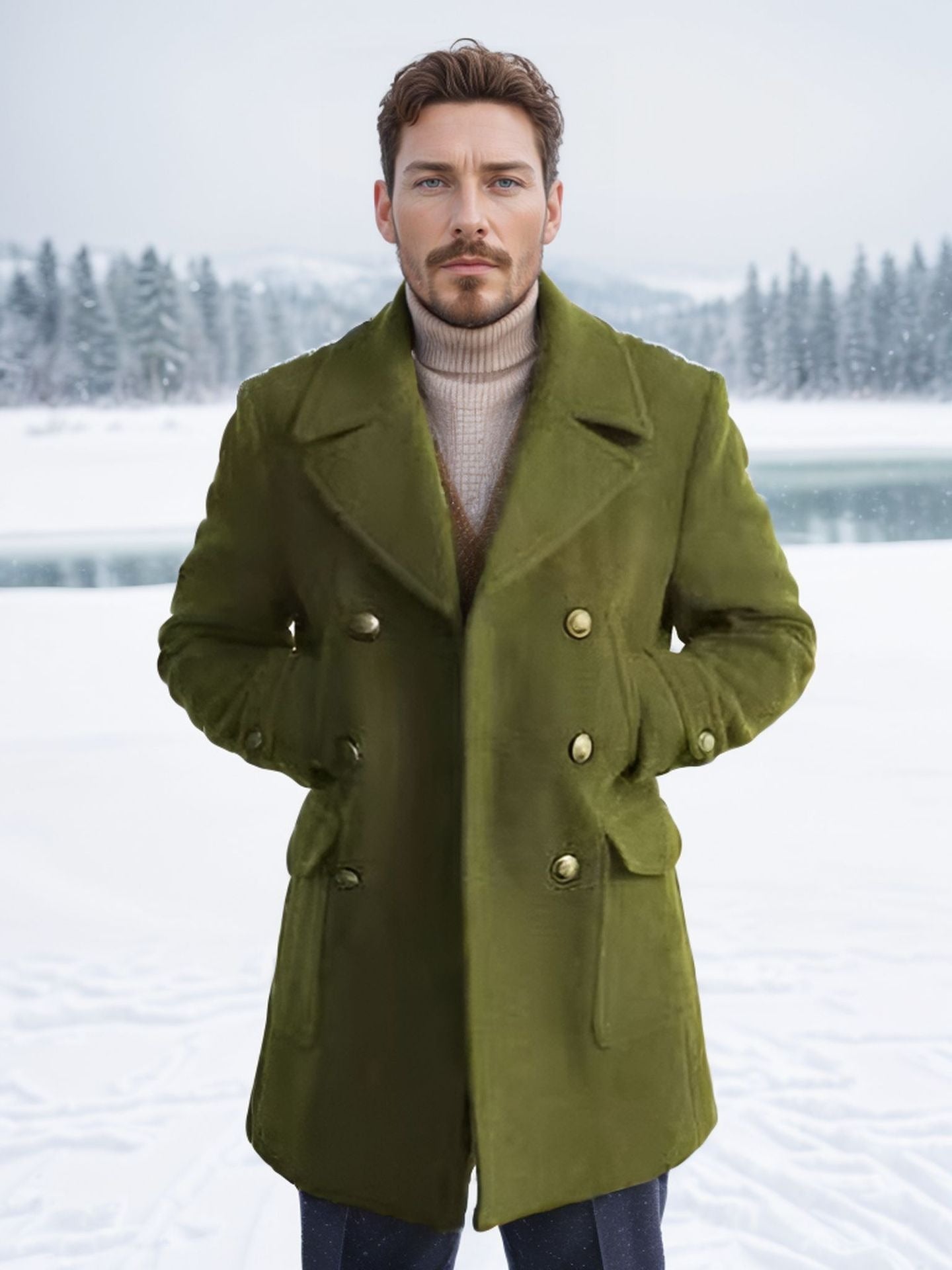 Ludvig | Men’s Fitted Double-Breasted Trench Coat with Lapel Collar