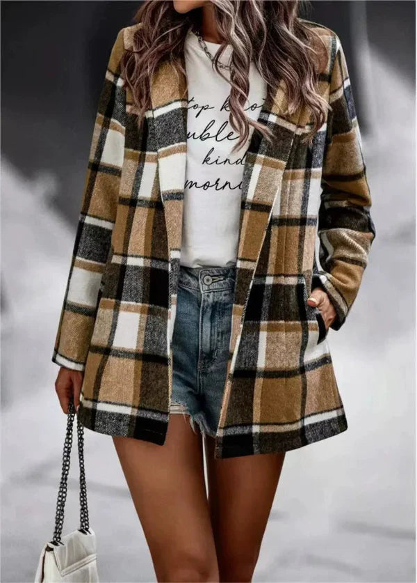 Edythine | Women's Lightweight Plaid Cotton Overshirt Jacket