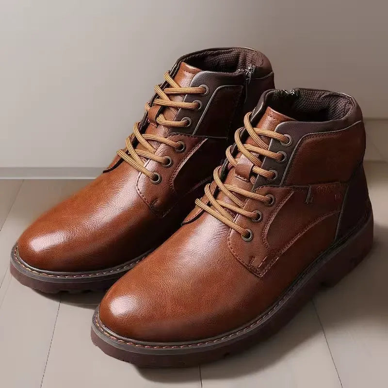 Brighton | Men’s Lace-Up Ankle Boots with Side Zipper & Rugged Sole