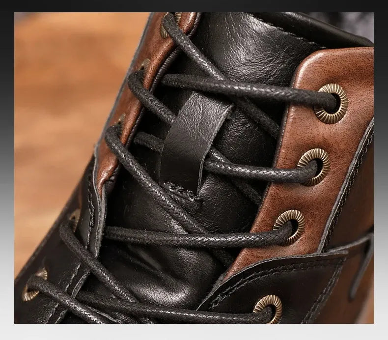 Brighton | Men’s Lace-Up Ankle Boots with Side Zipper & Rugged Sole