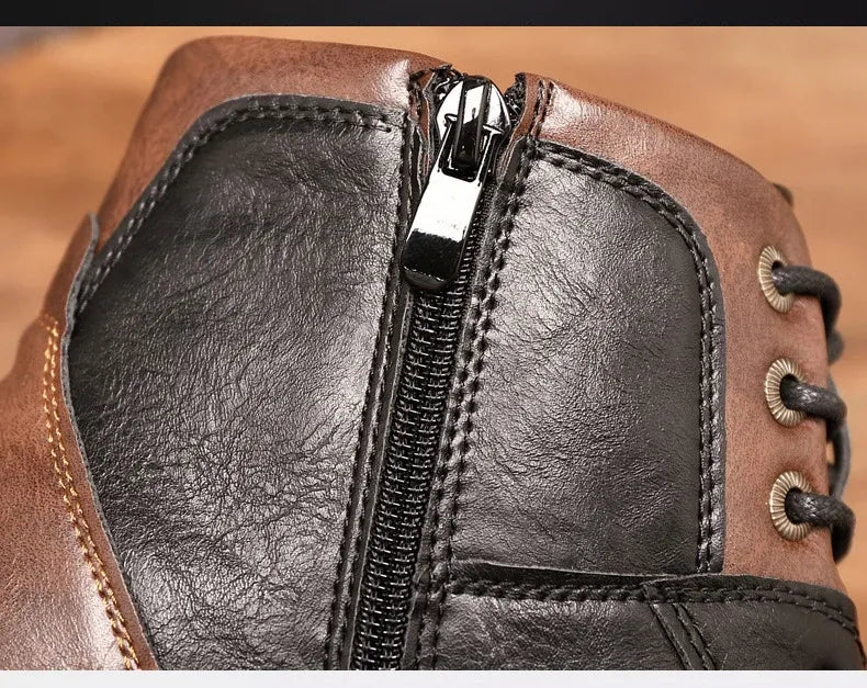 Brighton | Men’s Lace-Up Ankle Boots with Side Zipper & Rugged Sole