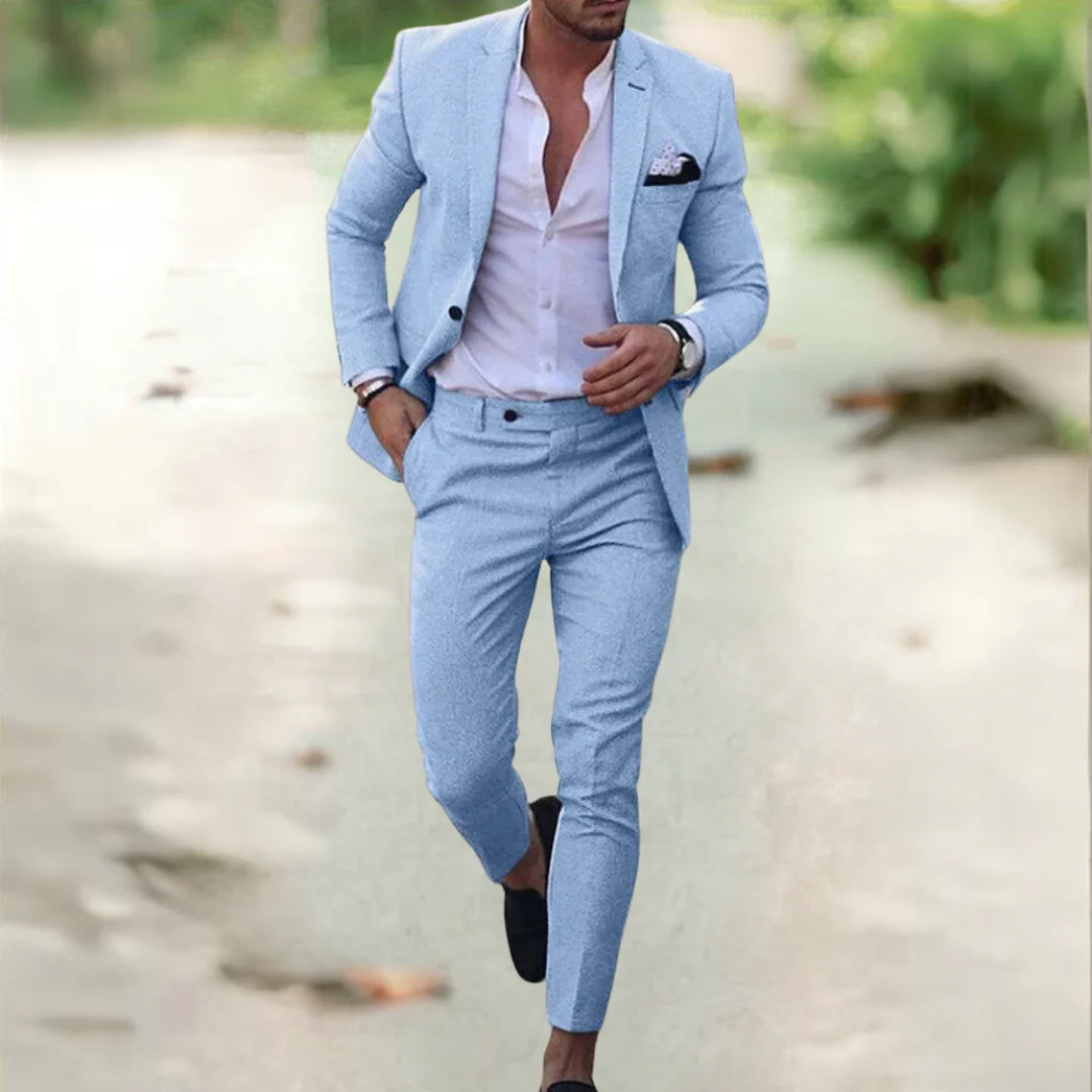 The Santorini Linen Wedding Guest Men Suit