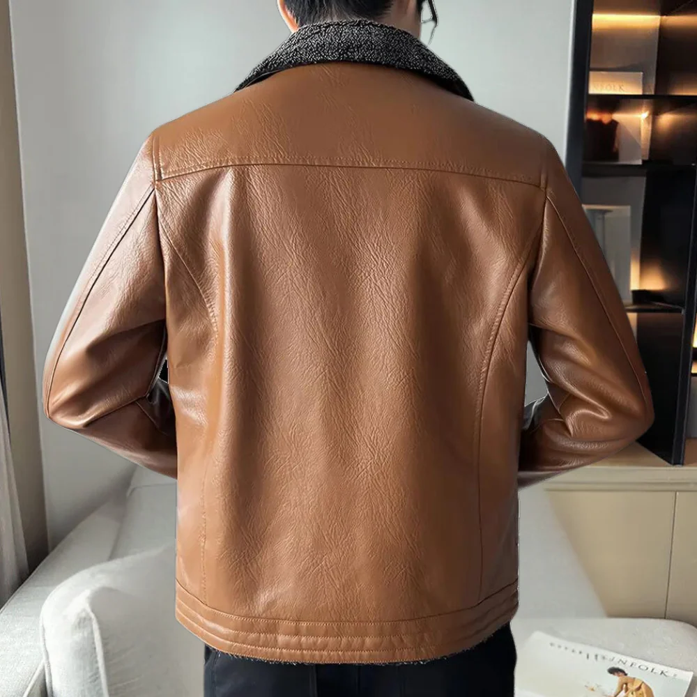 Dorian | Men’s Faux Leather Bomber Jacket with Fleece Lining