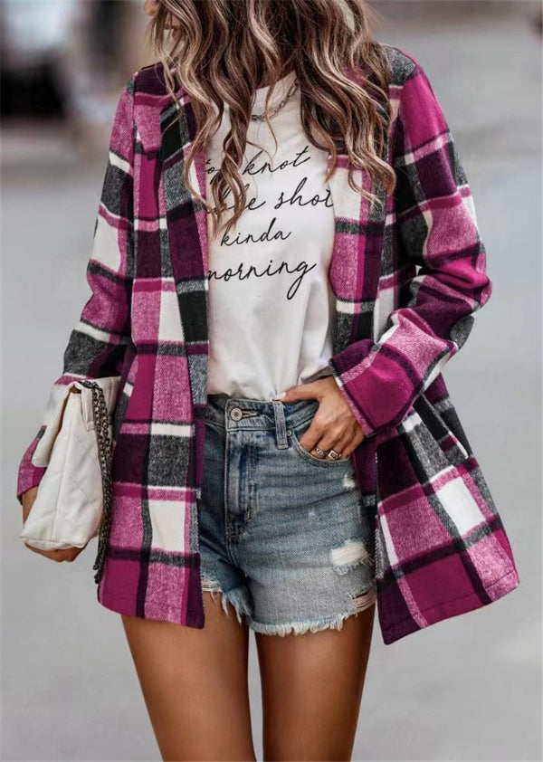 Edythine | Women's Lightweight Plaid Cotton Overshirt Jacket