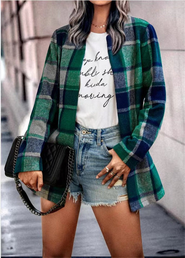 Edythine | Women's Lightweight Plaid Cotton Overshirt Jacket