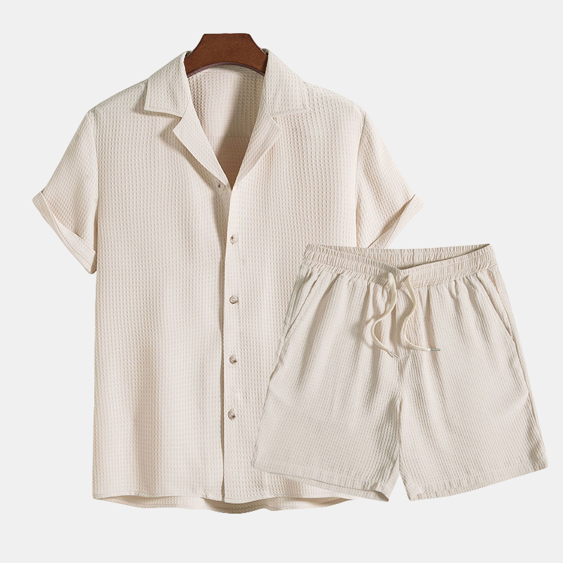 Sander | Men's Solid Colour Summer Polo Shirt and Shorts Set