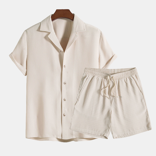 Sander | Men's Solid Colour Summer Polo Shirt and Shorts Set