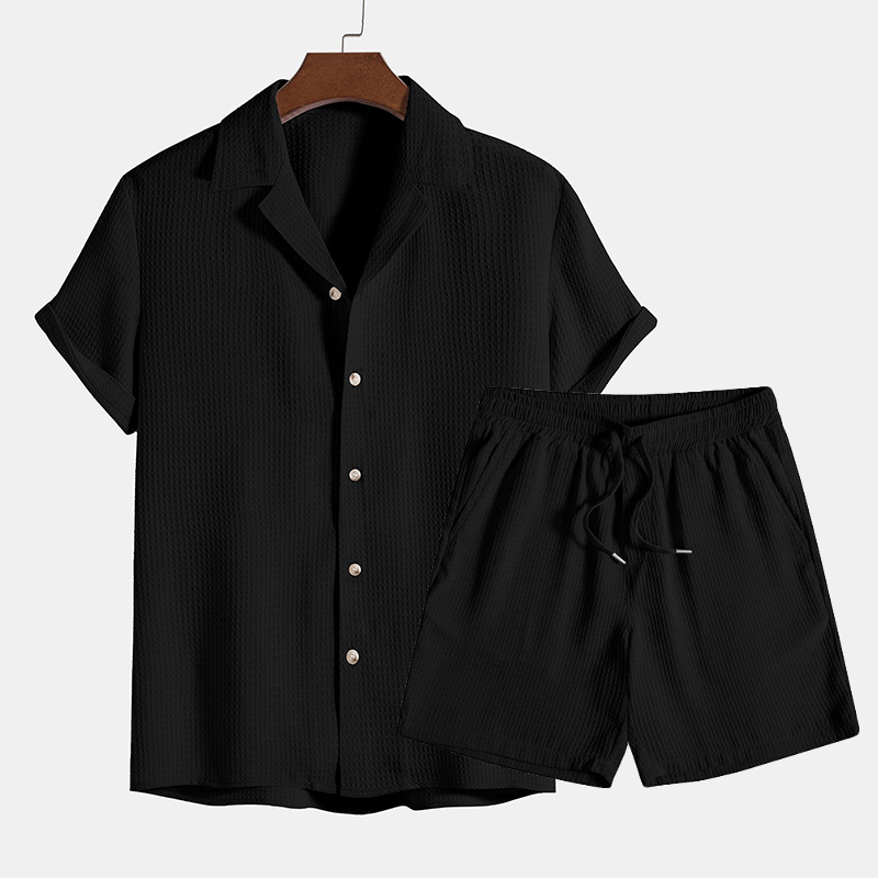 Sander | Men's Solid Colour Summer Polo Shirt and Shorts Set