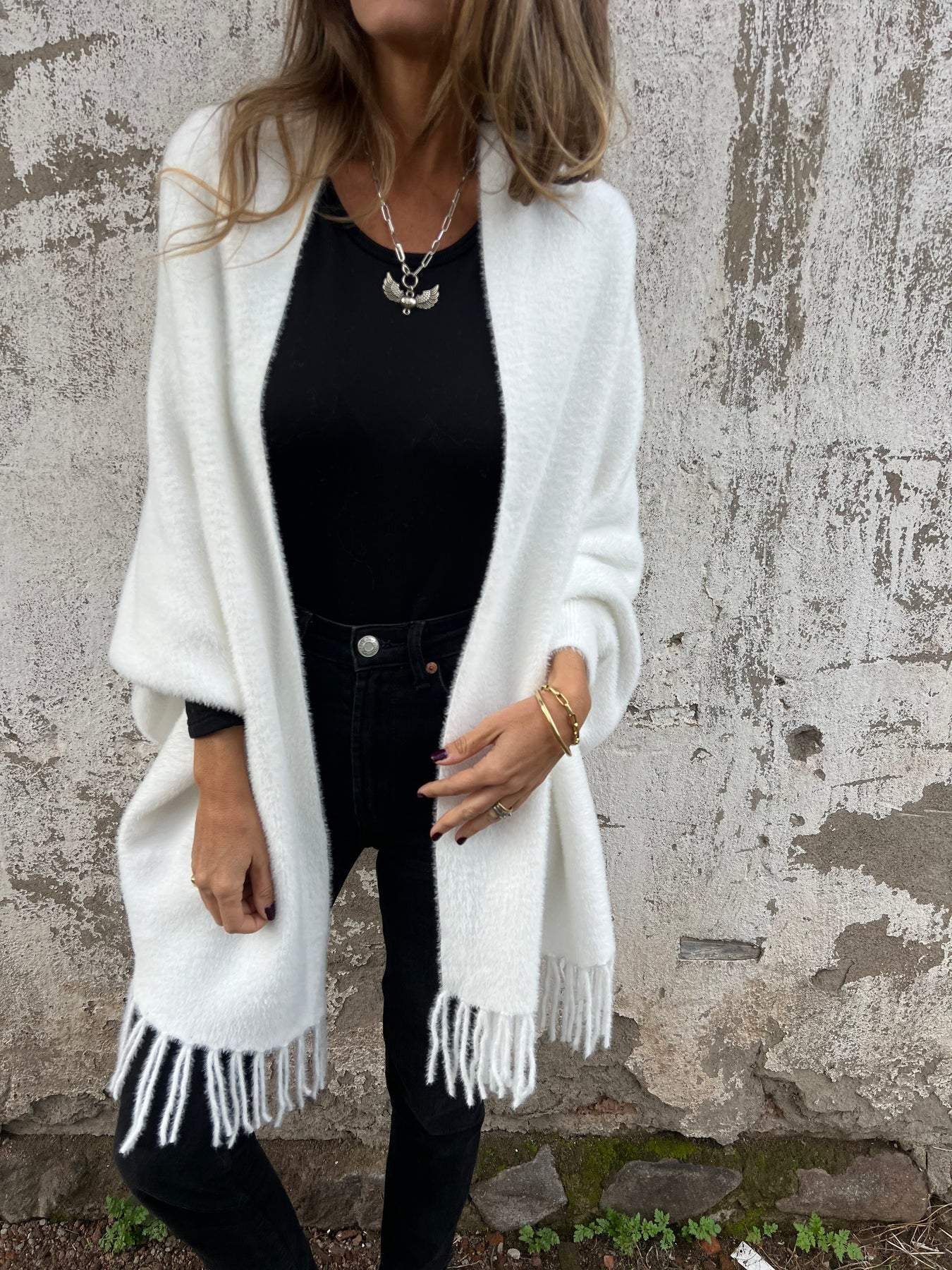 Amelie | Women’s Open Knit Cardigan with Stylish Fringes