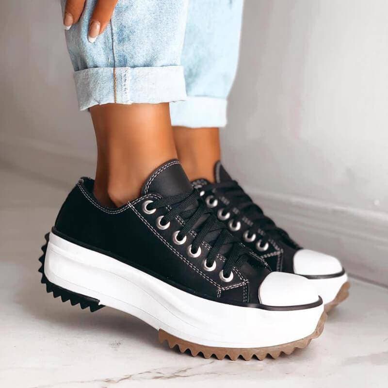 Olivia | Women's Lace-Up Chunky Platform Trainers – Classic Style with Elevated Comfort