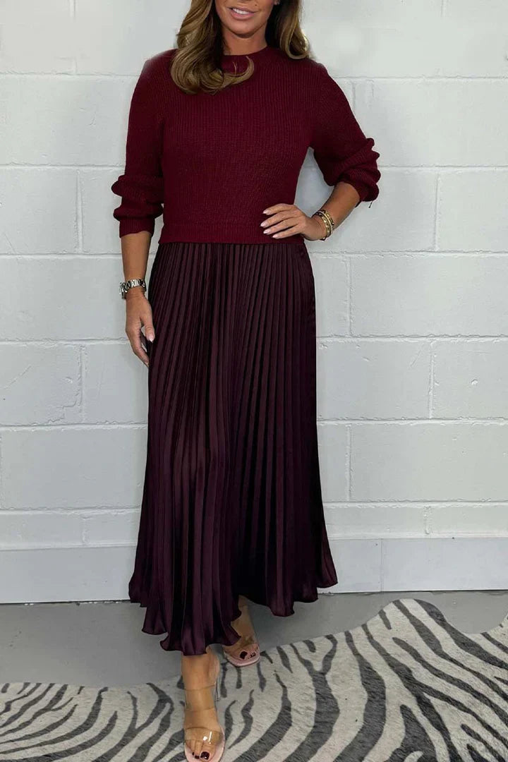 Prisca | Women's 2-in-1 Knit Dress with Long Pleated Skirt